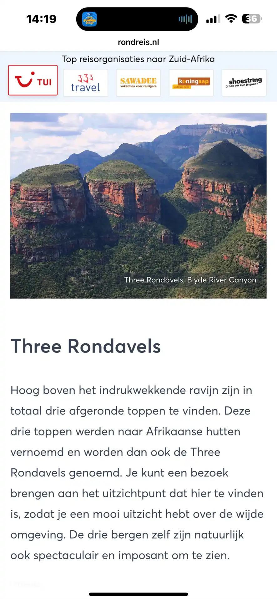 Tres Rondavels a lo largo de la Ruta Panorámica