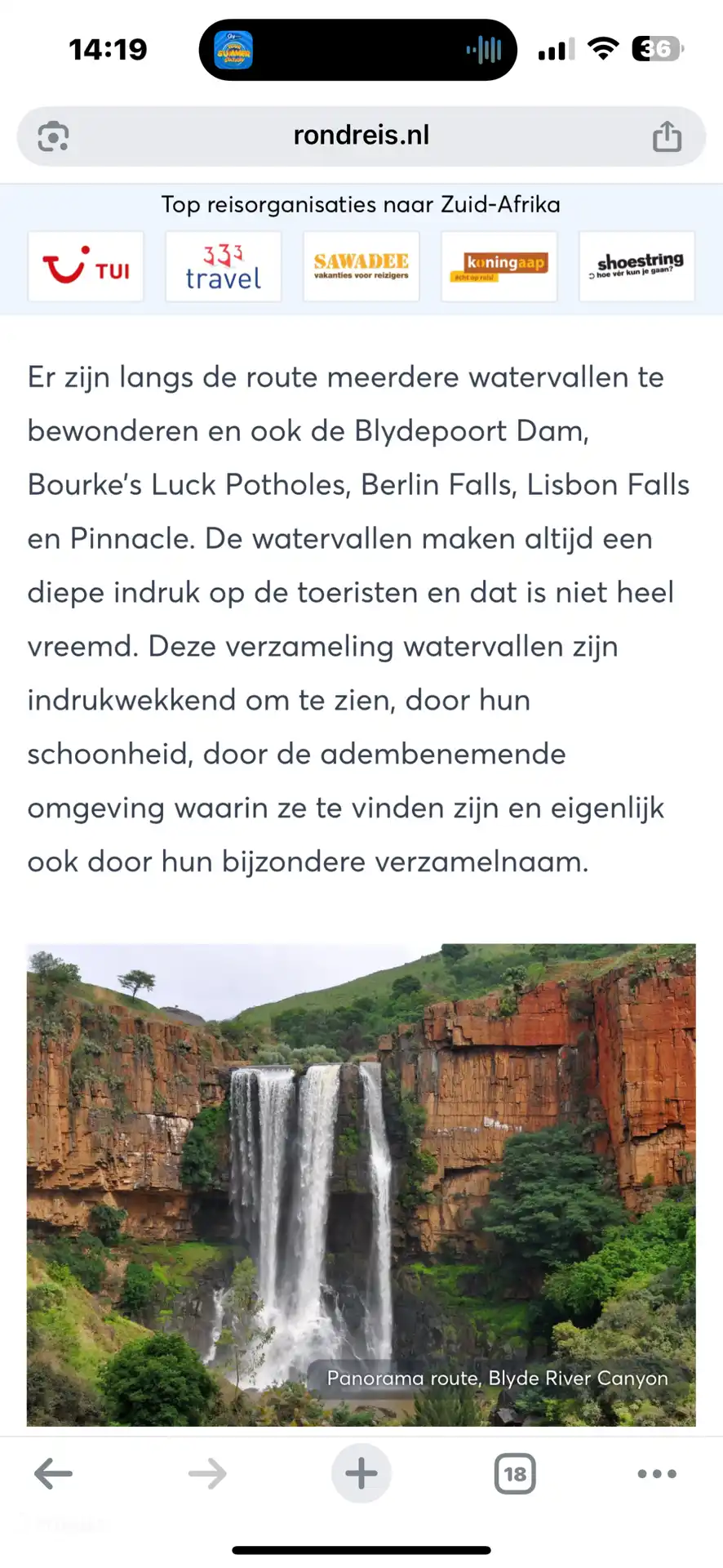 Cascada a lo largo de la Ruta Panorámica