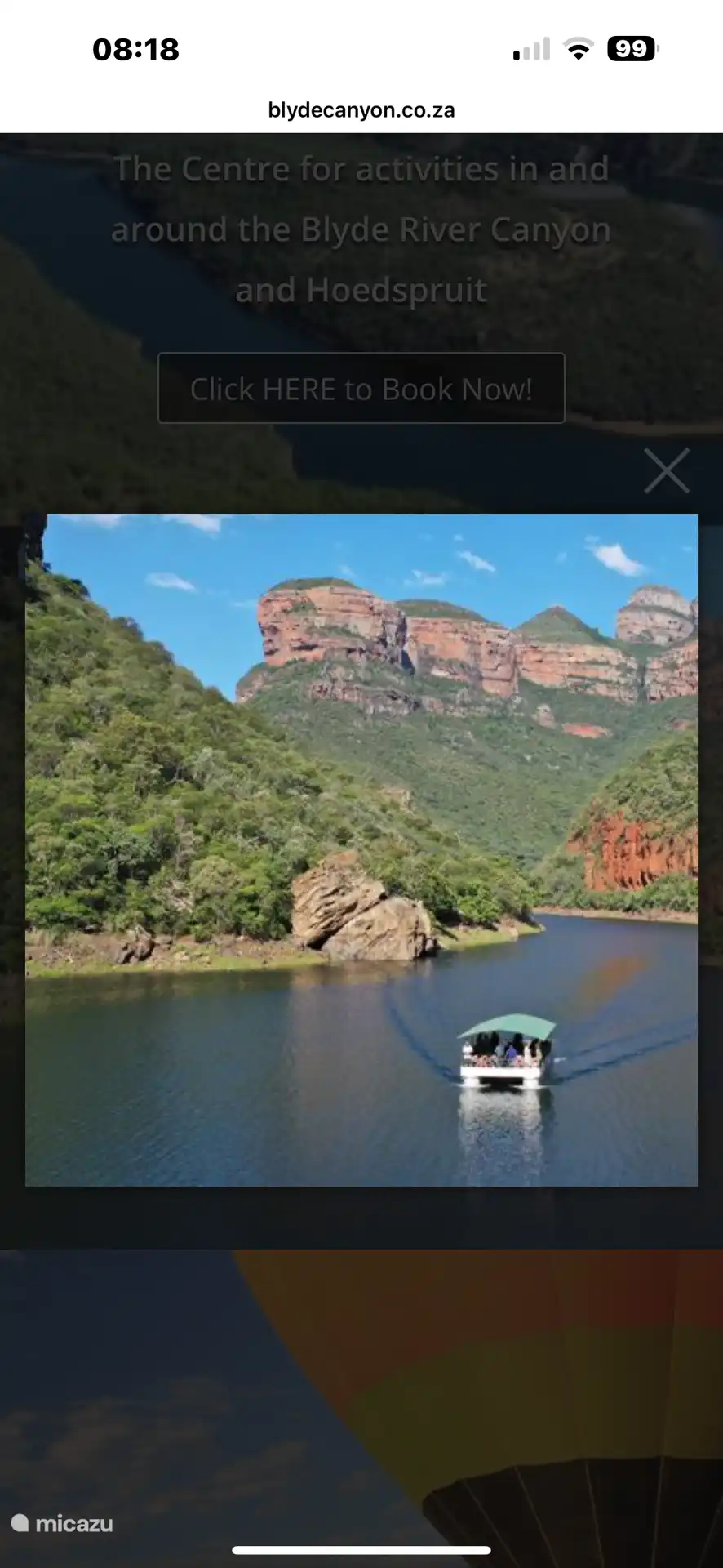 Paseo en barco por el río Blyde pasando por la hermosa cascada Kadishi Tufa