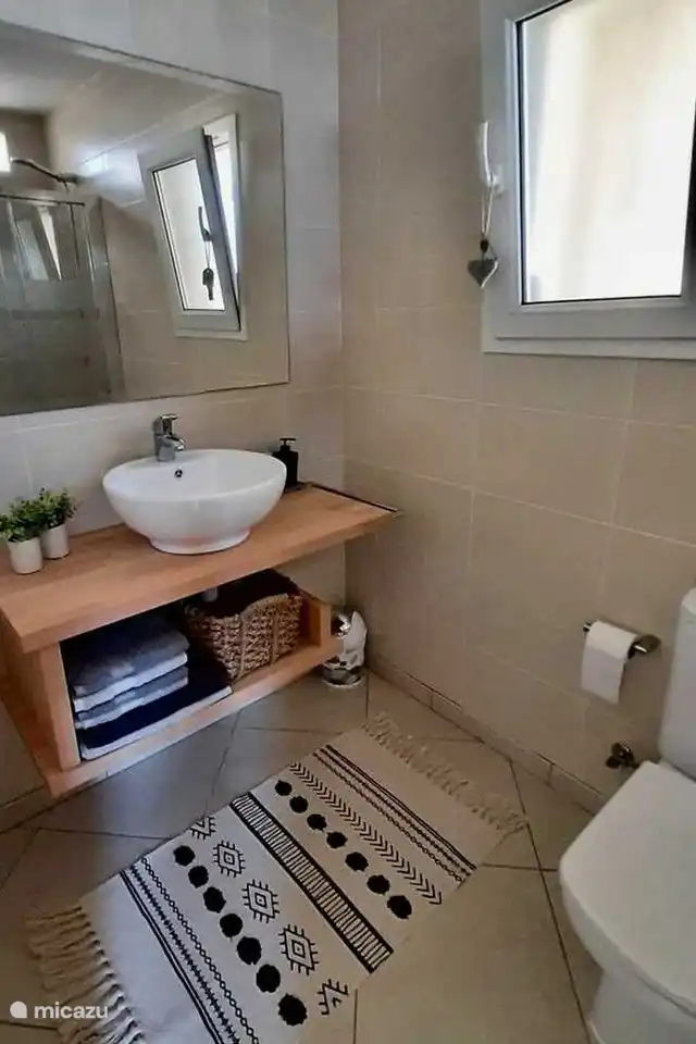 Les salles de bains de la Villa Terramar sont équipées d'une douche à l'italienne, d'un lavabo et de toilettes