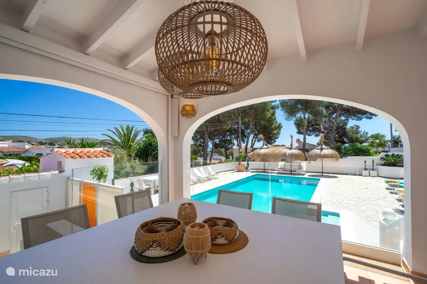 Villa La Serena in Moraira has a large covered terrace overlooking the private pool