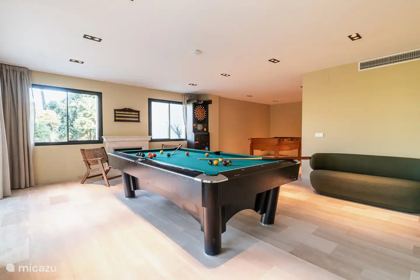 pool table and football table