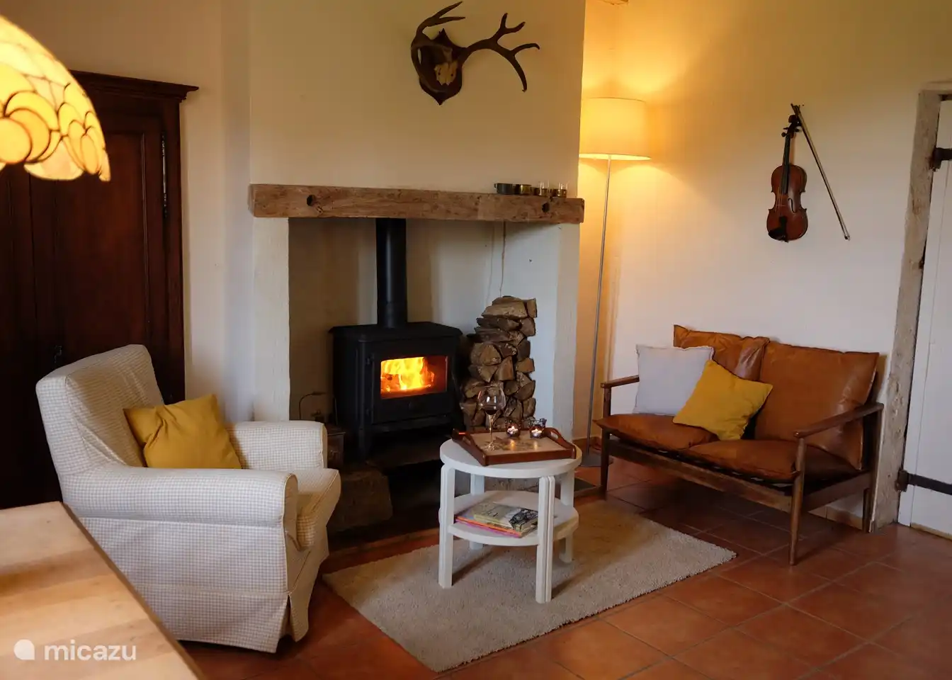 Sitting area with wood stove