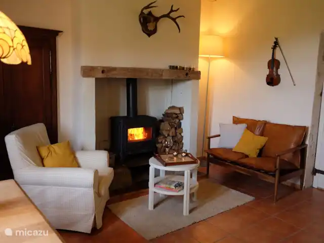 Location de Vacances France, Lot-et-Garonne, Penne d'Agenais, gîte / cottage - Gîte 'Le Pigeonnier' Coin salon avec poêle à bois