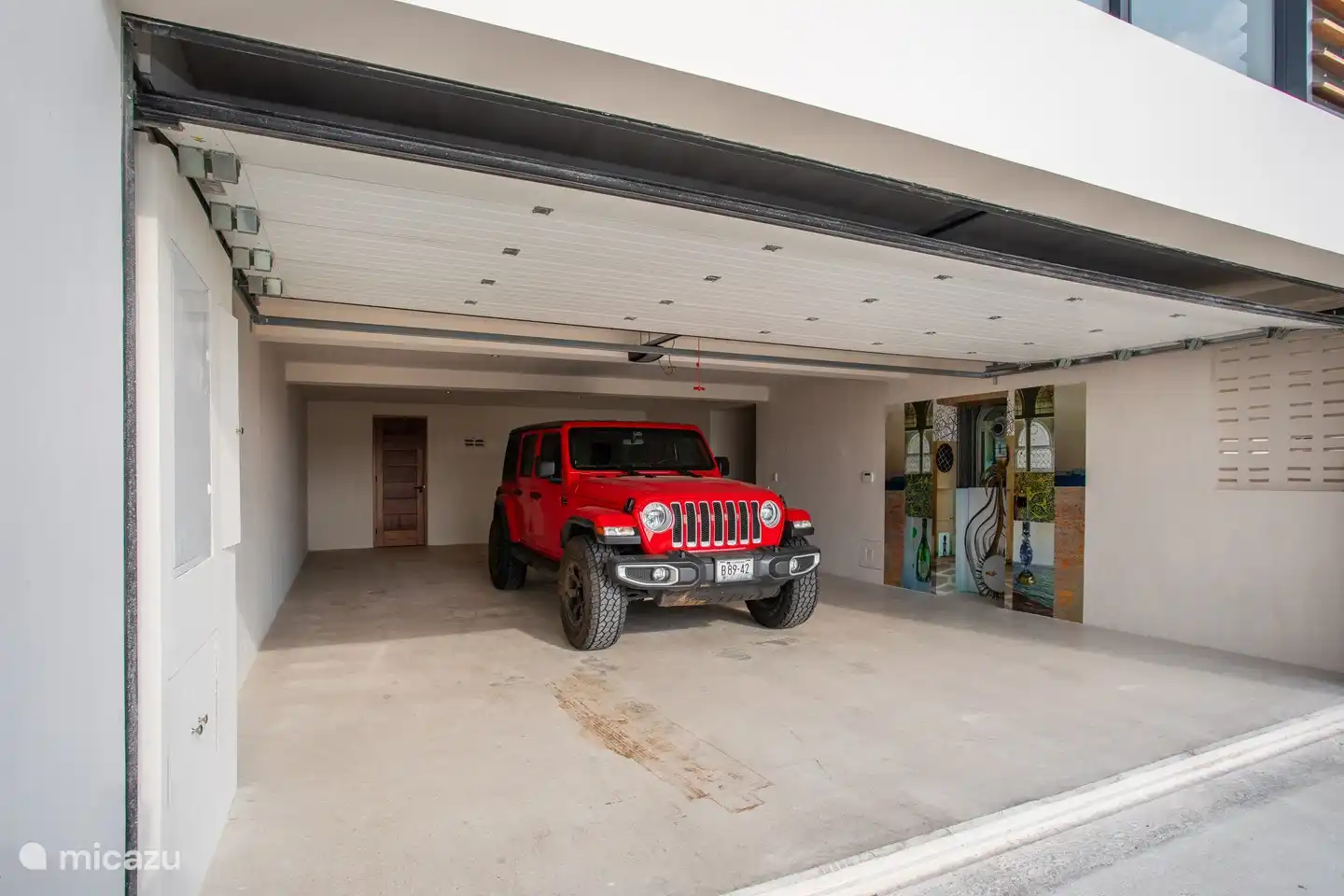 Garage, with the elevator.