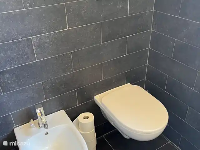 vakantiehuis huren in Italië, Sicilië, Carlentini – Casa Bellini Cirico I Badkamer met bidet wastafel toilet en verwarmde spiegel.