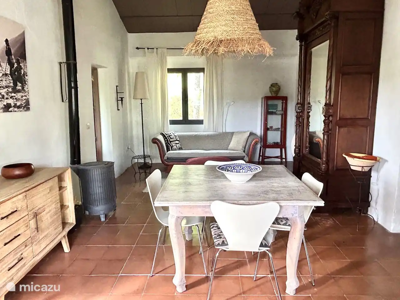 Dining table and sofa