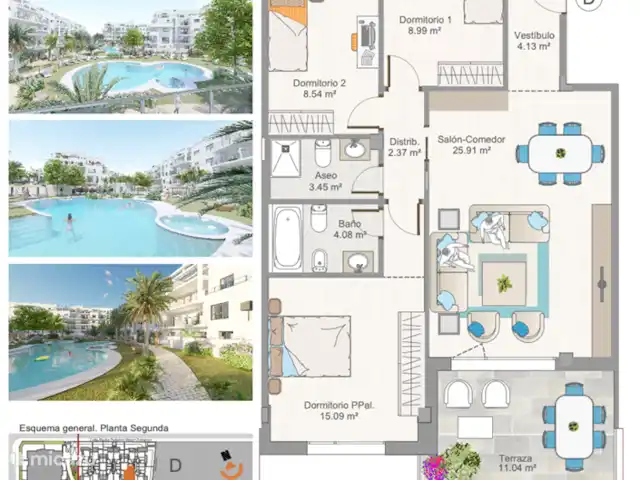 appartement huren in Spanje, Costa del Sol, Motril – Aguacate beach golf apartment Plattegrond