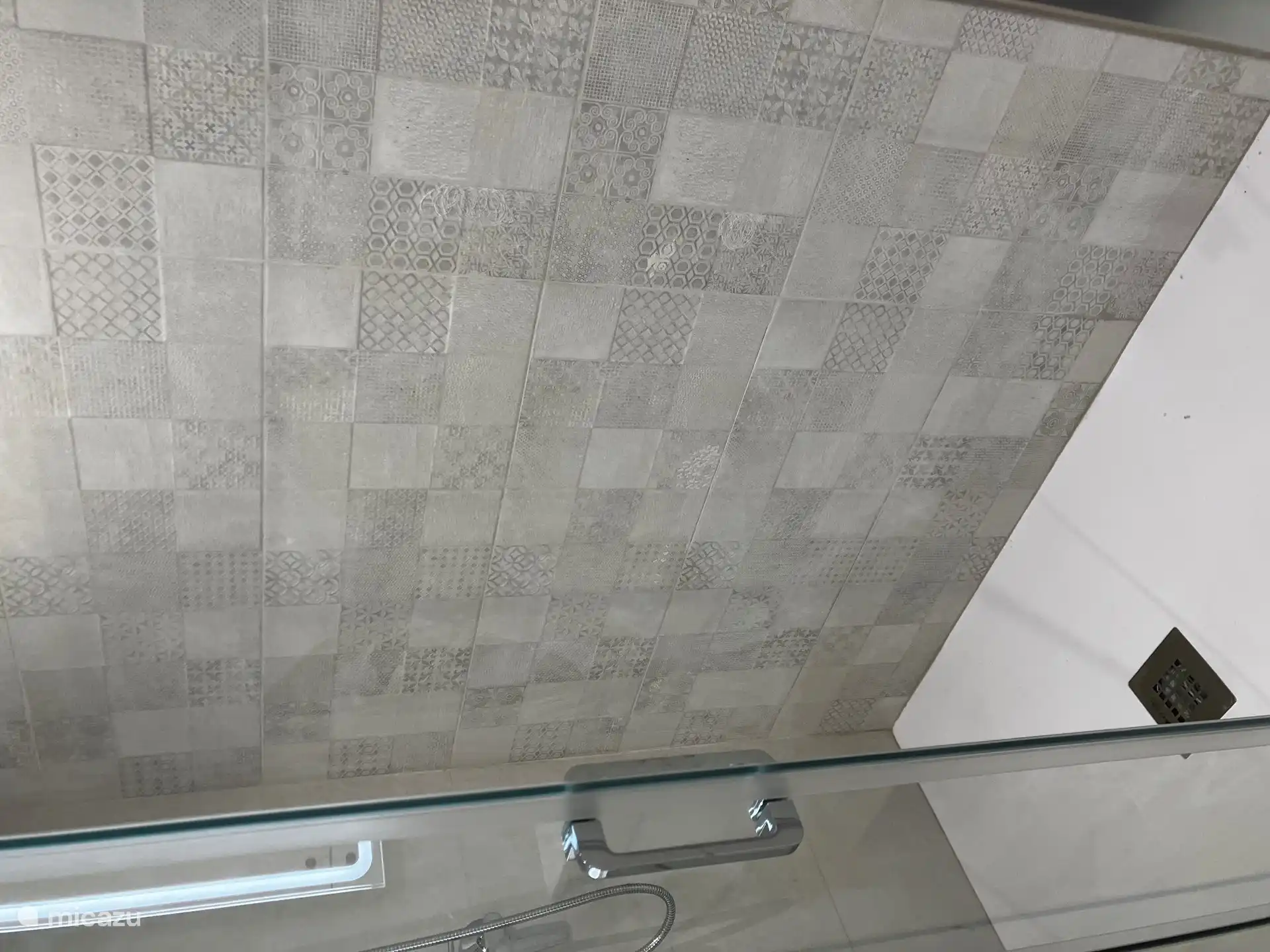 salle de bain avec douche à effet pluie