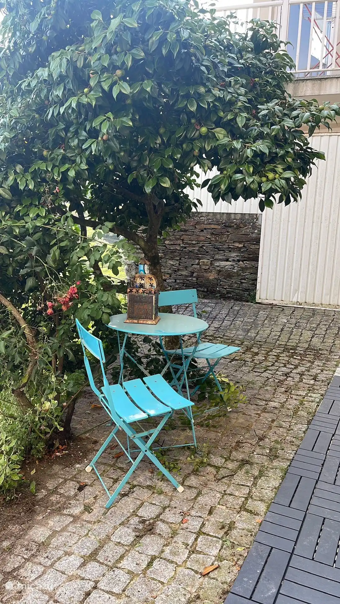 sentarse afuera cerca de la cocina