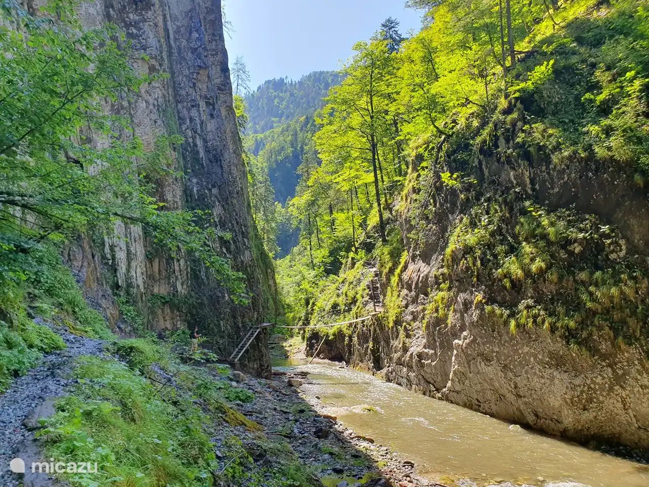 Realice una agradable caminata en el Mauthner Klamm. Desde el principio alrededor de 1,5 a 2 horas de ida y vuelta. Casco obligatorio, pero puedes usar nuestros cascos.