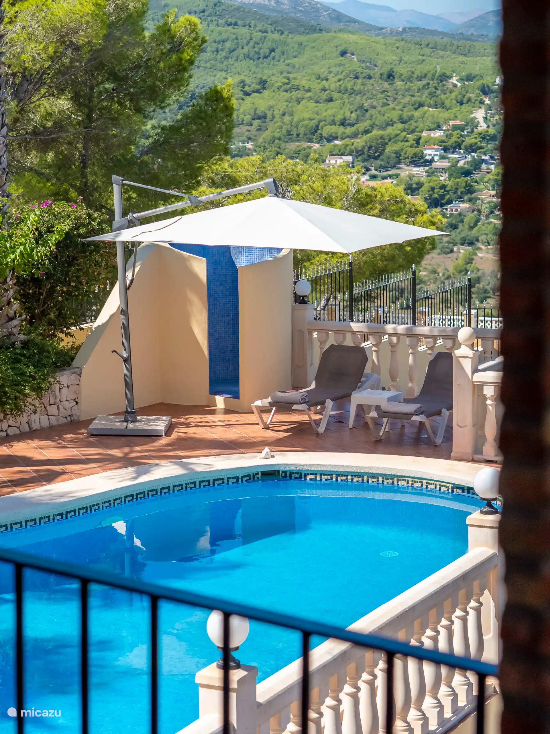 Outdoor shower by the pool