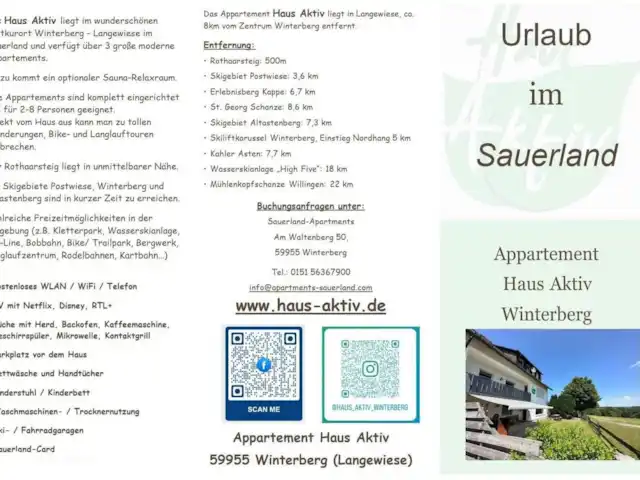 Haus Aktiv Winterberg -3 appartements | Allemagne, Sauerland, Winterberg - maison de vacances Dépliants