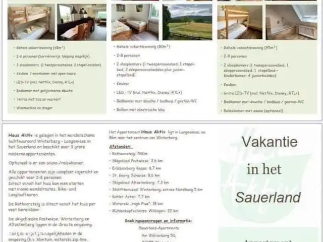 Haus Aktiv Winterberg -3 appartements | Allemagne, Sauerland, Winterberg - maison de vacances Dépliants
