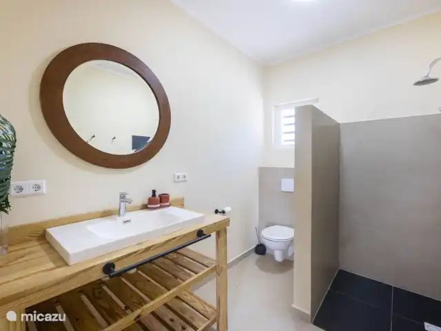 La retraite du gouverneur | Curaçao, Banda Abou (ouest), Fontein - villa Salle de bain avec lavabo, toilettes et cabine de douche avec eau chaude.
novembre 2024