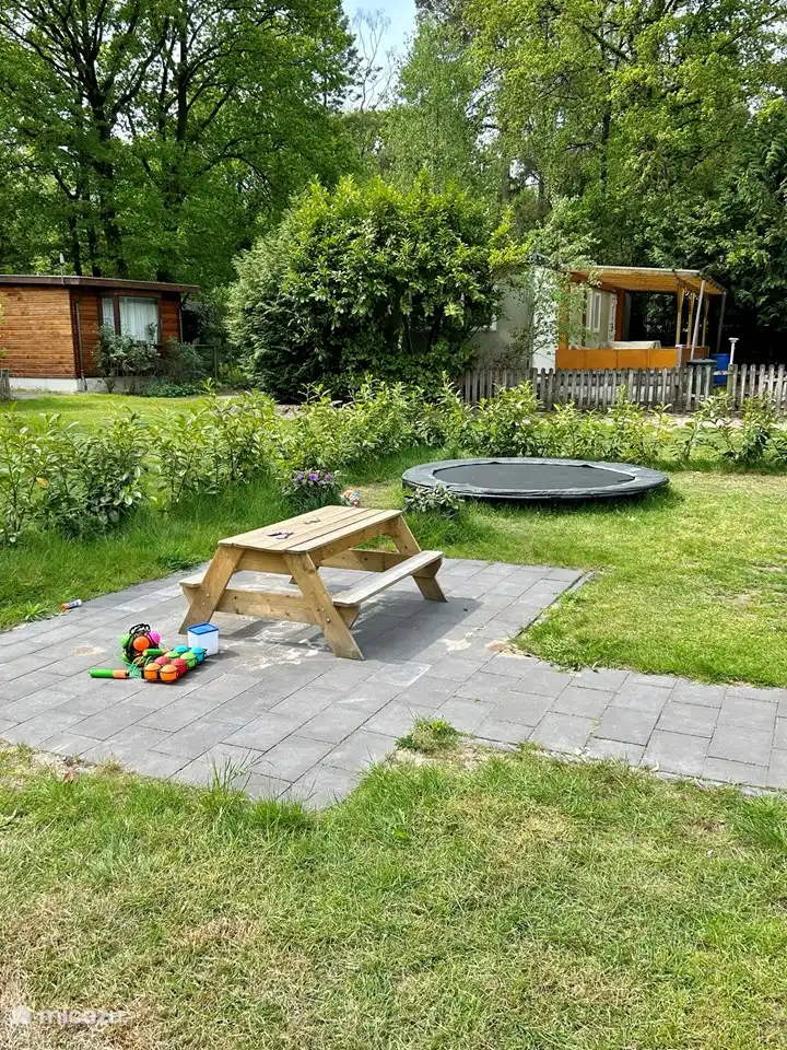 trampoline and children&#39;s picnic table