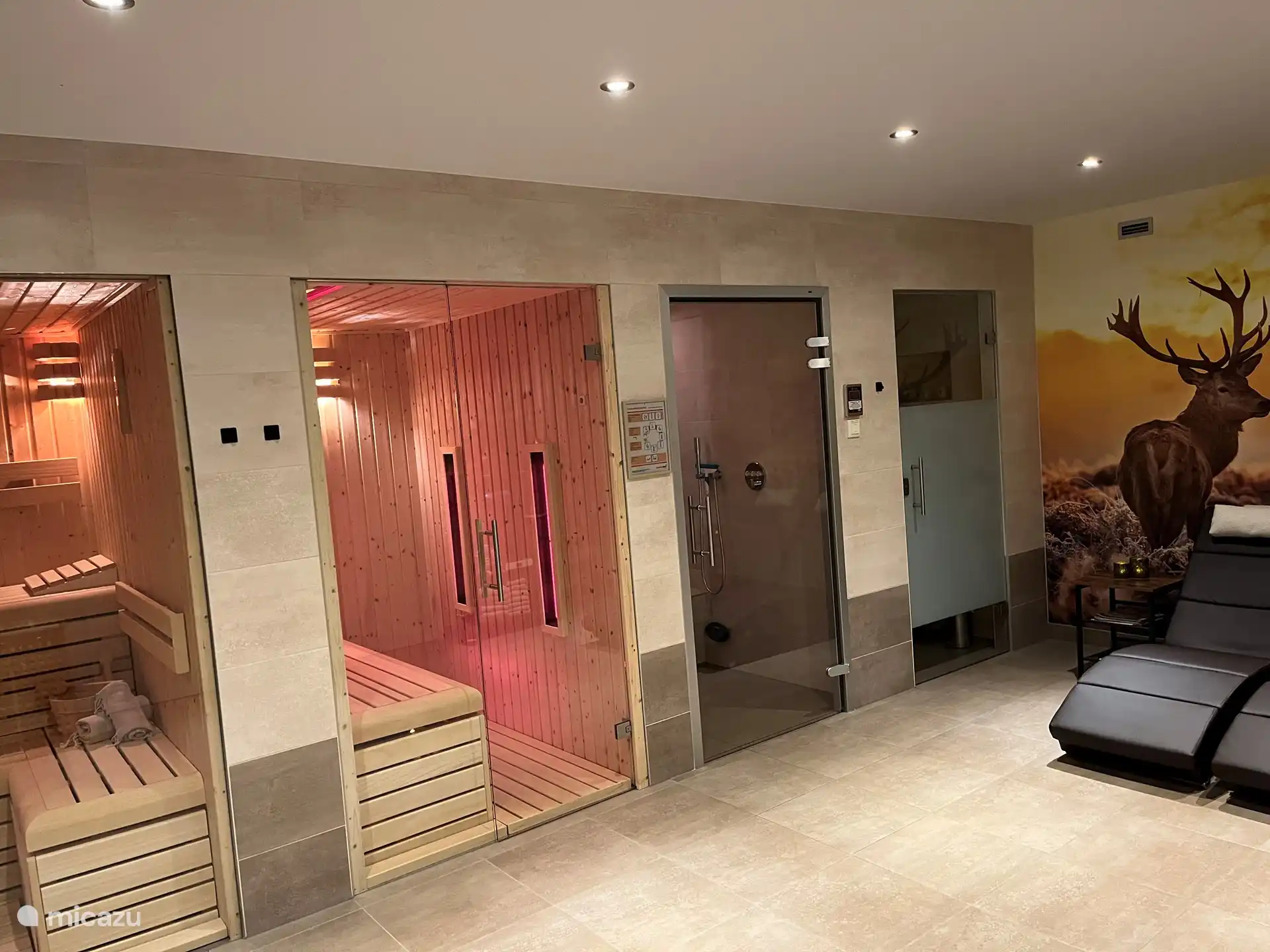 Umfangreiche Wellness mit finnischer Sauna, Infrarotsauna, Dampfkabine, Whirlpool, doppelter Regendusche