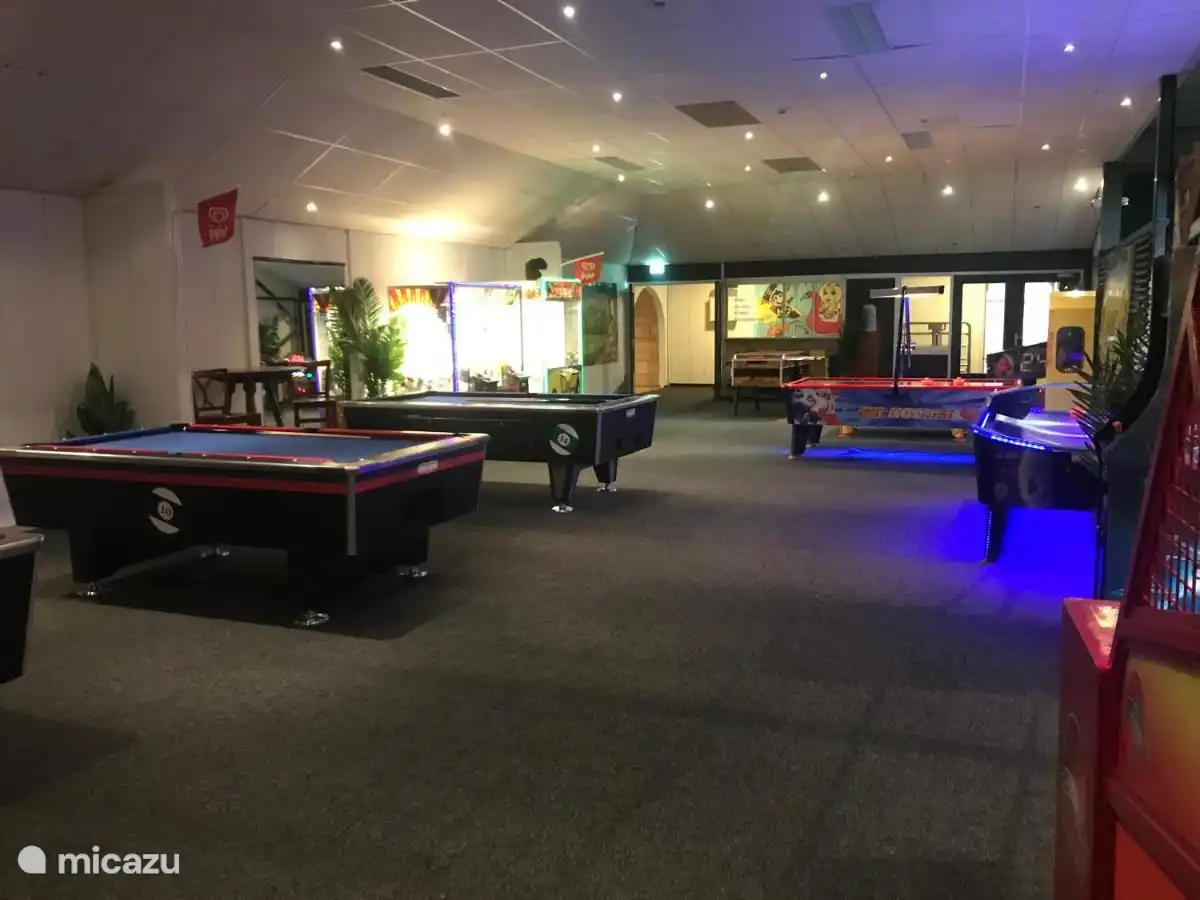 Die Spielhalle mit vielen Spielmöglichkeiten, wie zum Beispiel: Billardtische, Airhockey, Flipper und dergleichen.