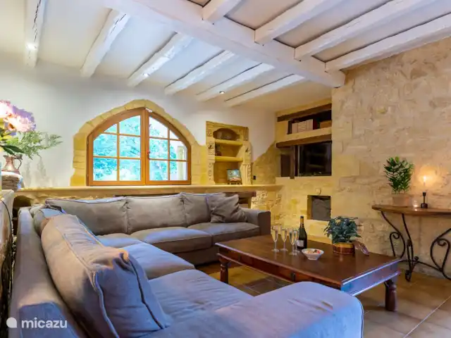Maison de vacances de luxe avec piscine chaude | France, Dordogne, Rampieux - maison de vacances Coin salon en bas