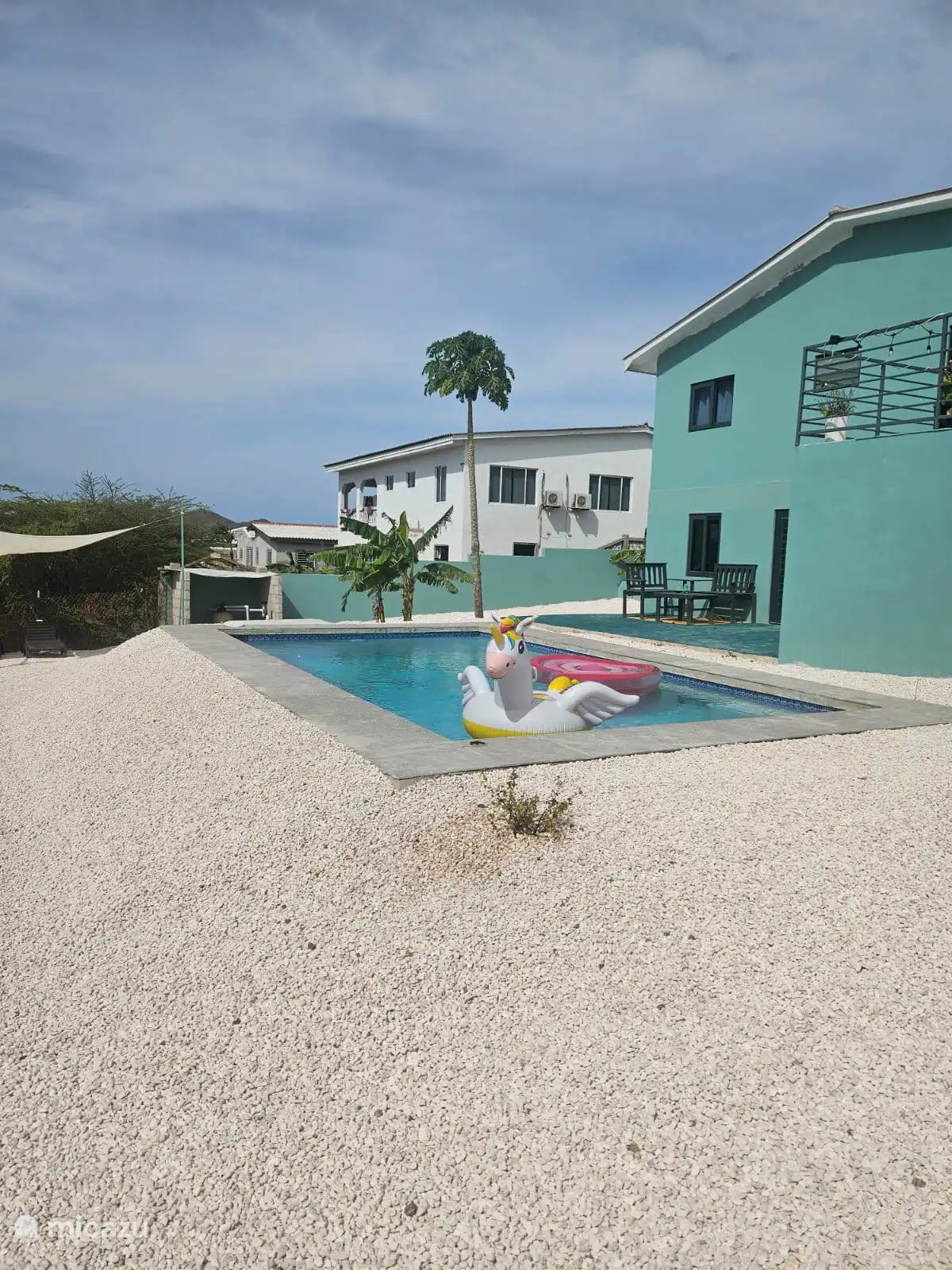 Vue latérale sur la piscine 
