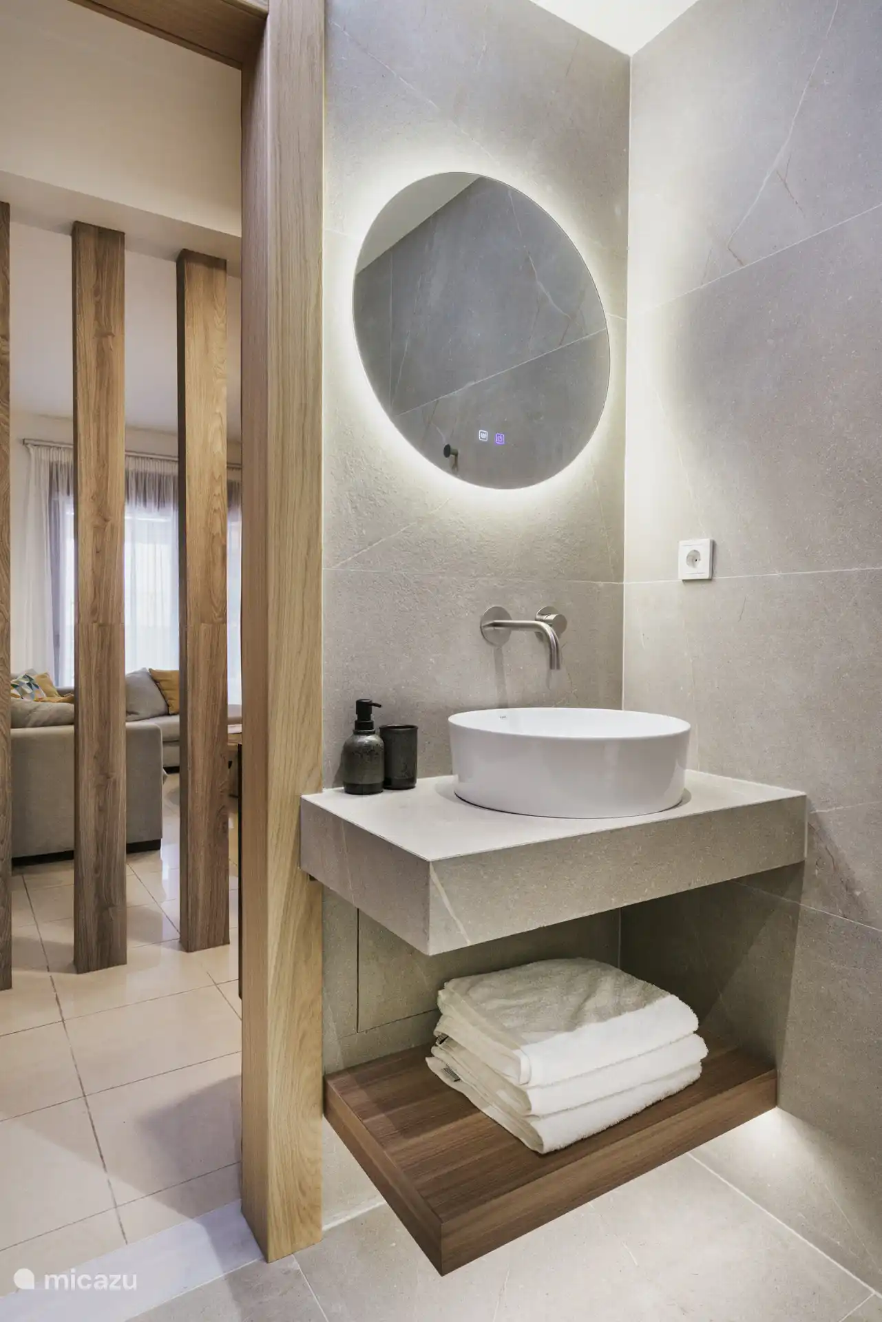 Downstairs bathroom with walk-in shower and toilet 