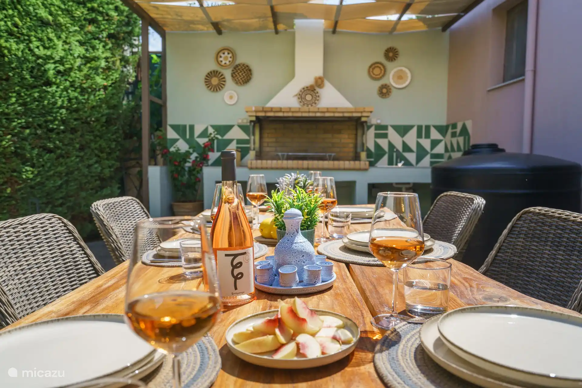 outdoor dining area with BBQ
