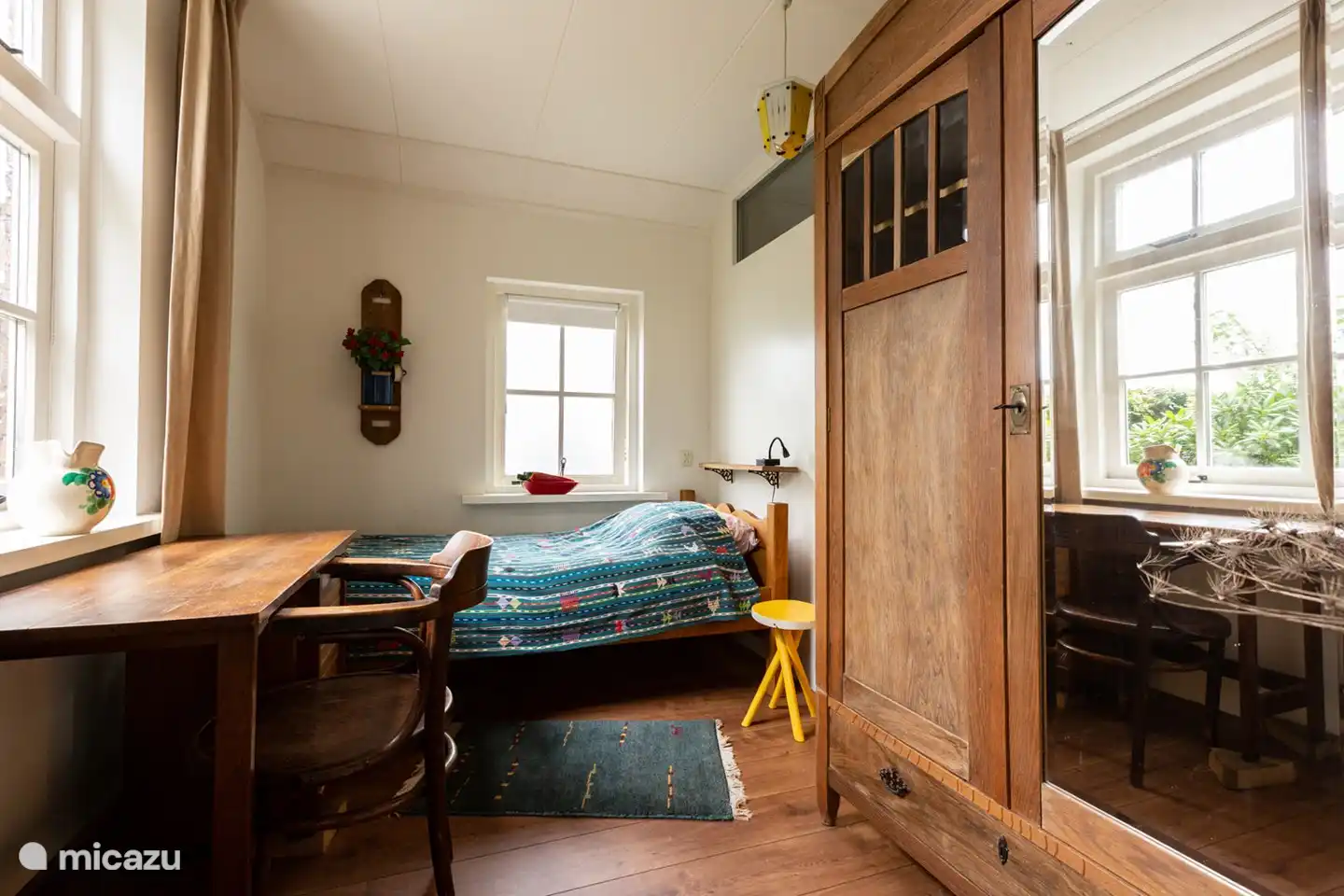 Schlafzimmer 1 im Erdgeschoss
1-Personen-Bett.