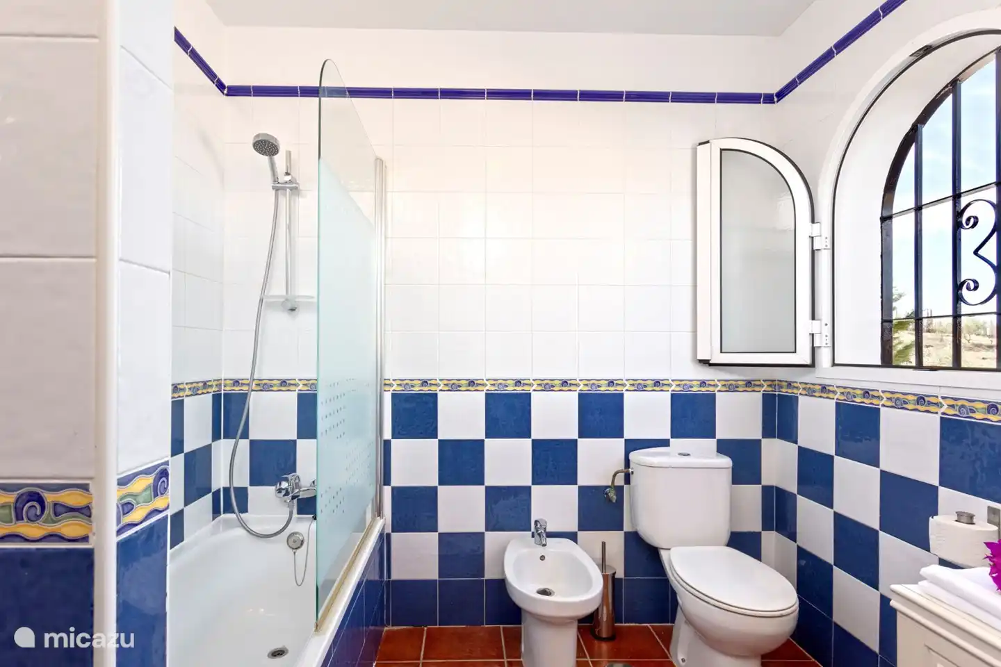 Badezimmer mit Badewanne und Dusche.