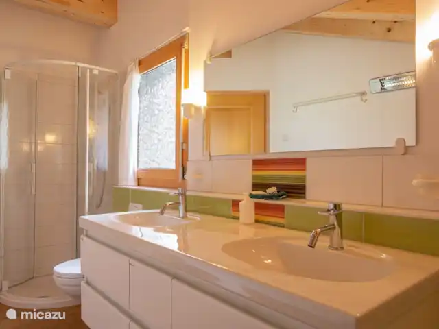 Papillon | Suisse, Valais, Bettmeralp - chalet 1 salle d'eau douche et wc et lavabo.