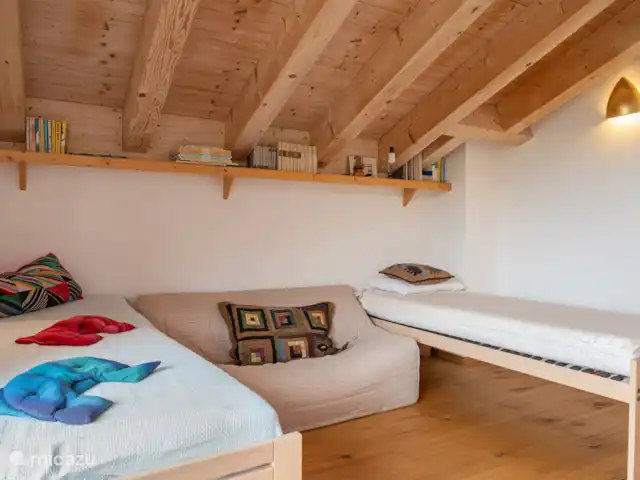 Papillon | Suisse, Valais, Bettmeralp - chalet 1 salon TV avec 2 lits simples supplémentaires, pas de TV dans le séjour.