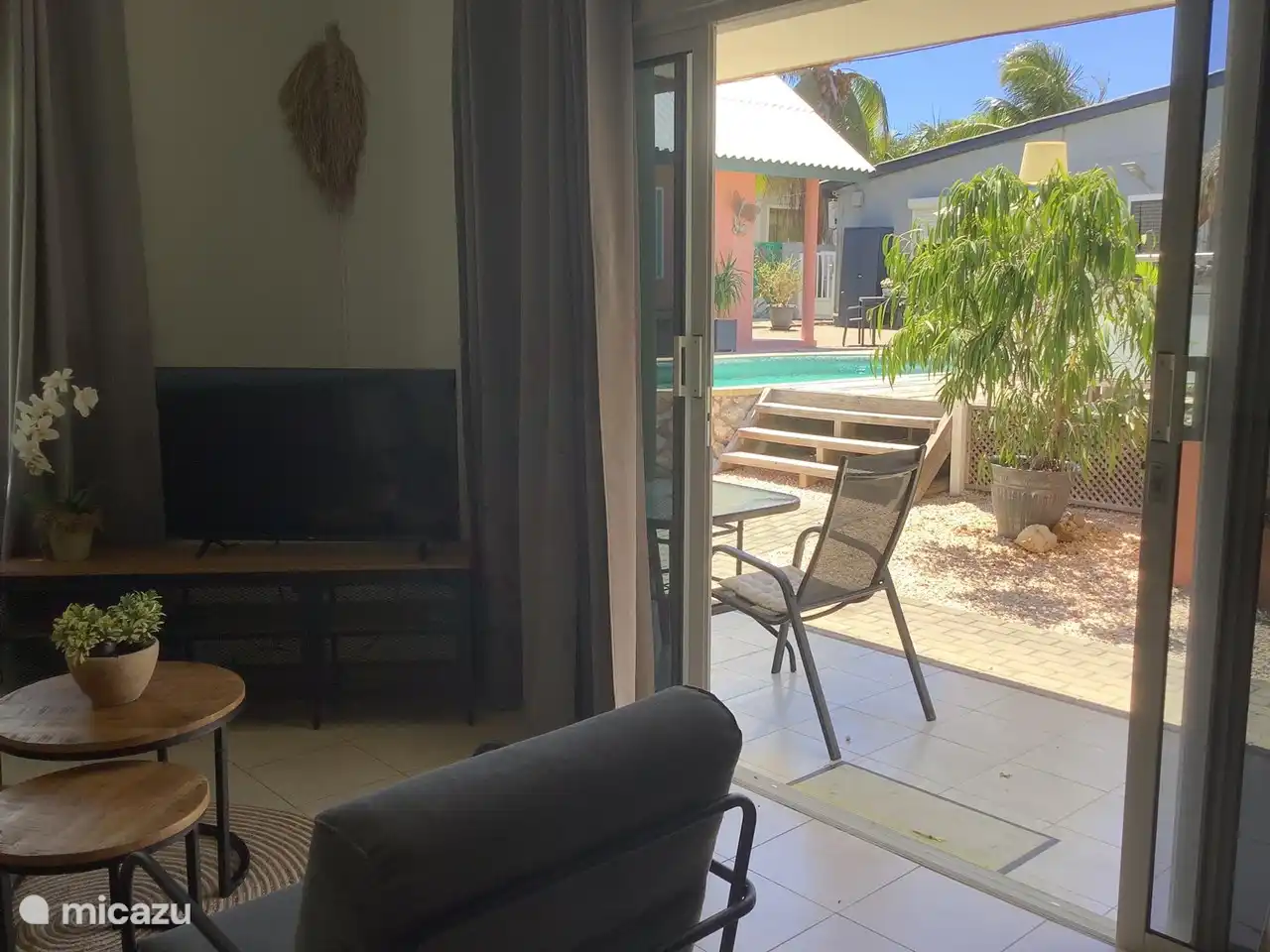 View of the pool from the living area