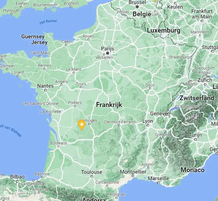 ubicaci&#243;n camping en el mapa Francia en el norte de Dordo&#241;a.