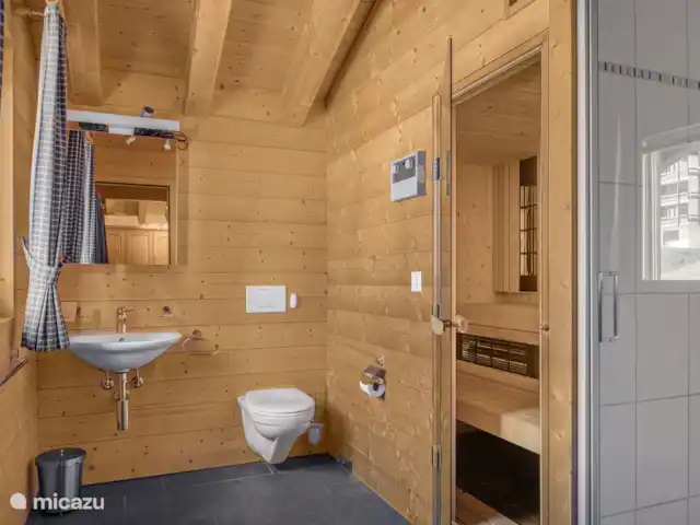 Laackerhof | Suisse, Valais, Bettmeralp - chalet 1 chambre à 2 lits, sauna, salle de bain/douche, WC et balcon supplémentaire.