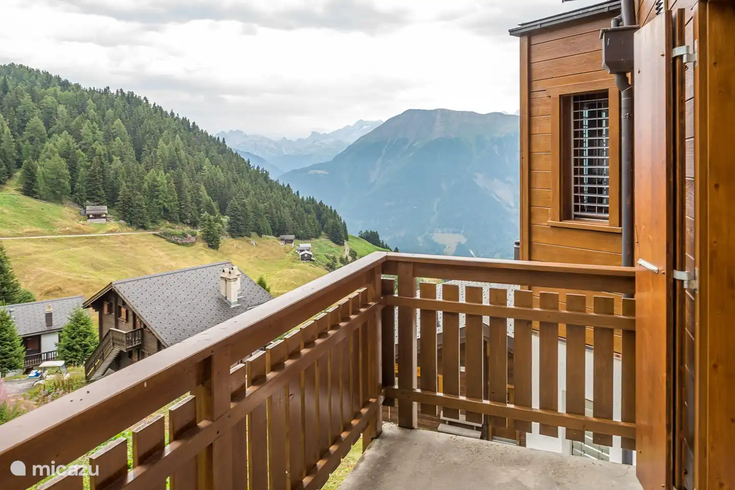 with an unobstructed view of the Gomser mountains on the opposite side, up to the Valais Alps (Mischabel group with Dom, 4,545 m).