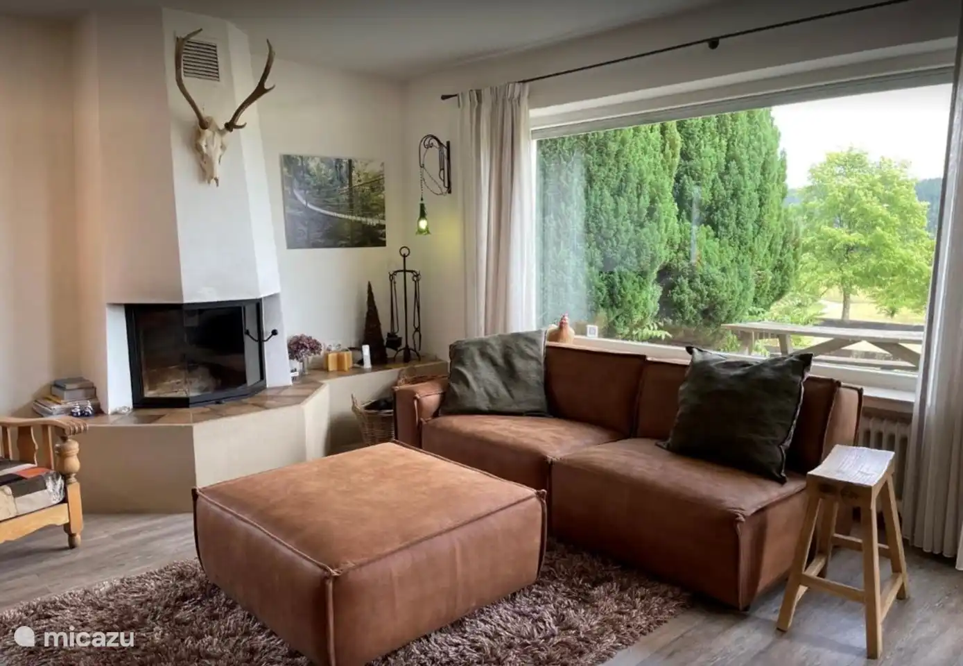 Fireplace room garden apartment