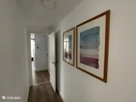 The hallway leads to the bedrooms and bathrooms.