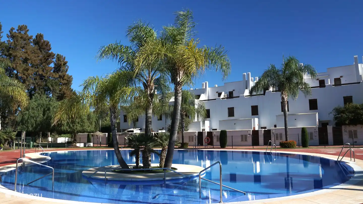 The beautiful freeform pool invites you to take a refreshing dip.