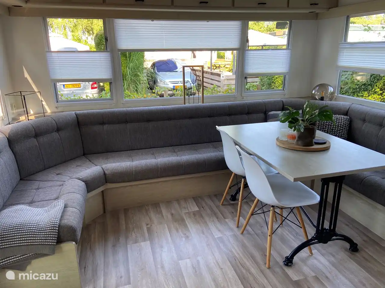 Large sofa with dining area