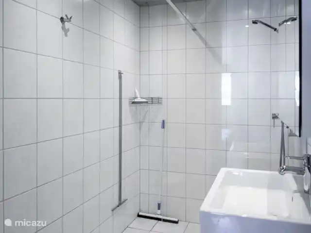 Location de Vacances Suisse, Valais, Fiesch, appartement - Stachelbeere EG Salle de bain de luxe avec lavabo, toilettes et douche