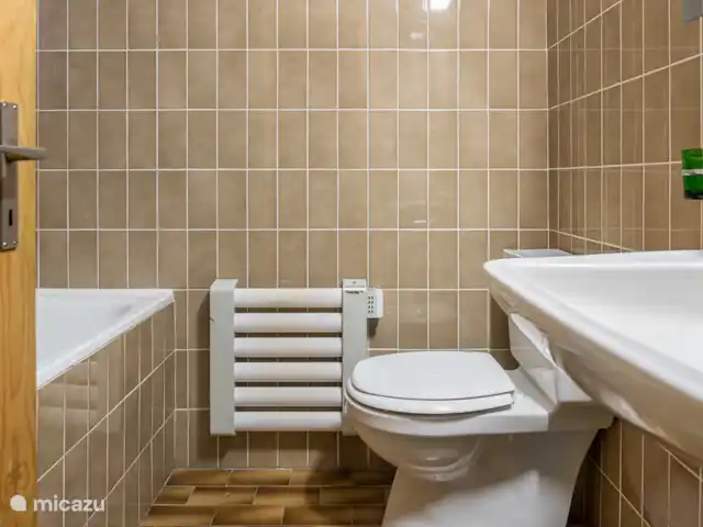 Trimka | Suisse, Valais, Fiesch - appartement Salle de bain 1x baignoire avec lavabo et toilette