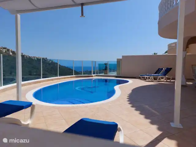 villa huren in Spanje, Costa Blanca, Moraira – Vall Paradijs Uitzicht op zee vanaf het pooldeck