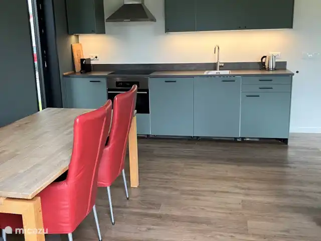 Fietsen, Nederland, Friesland, Oudwoude, bungalow De kolibrie Keuken