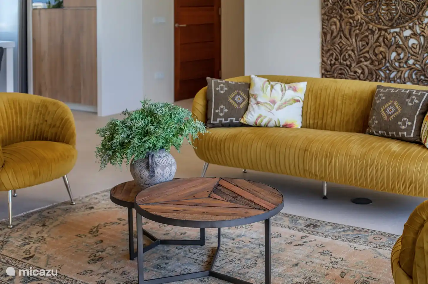 Cozy sitting area with designer sofas