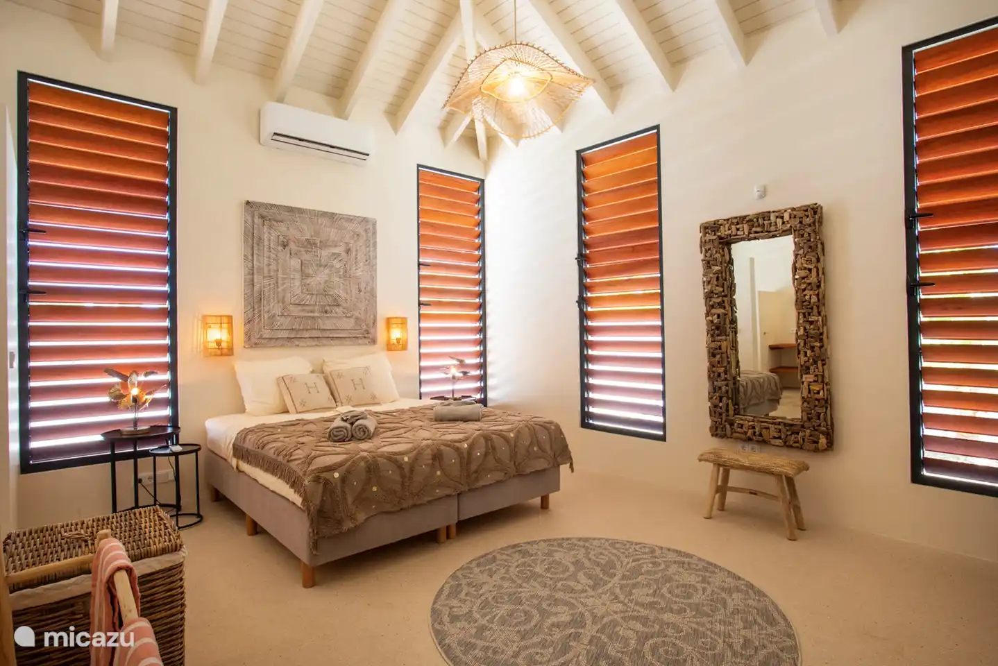 Spacious bedrooms with air conditioning.