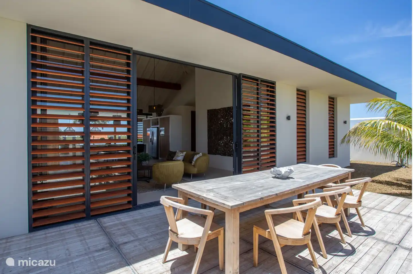 Backyard with another dining table.