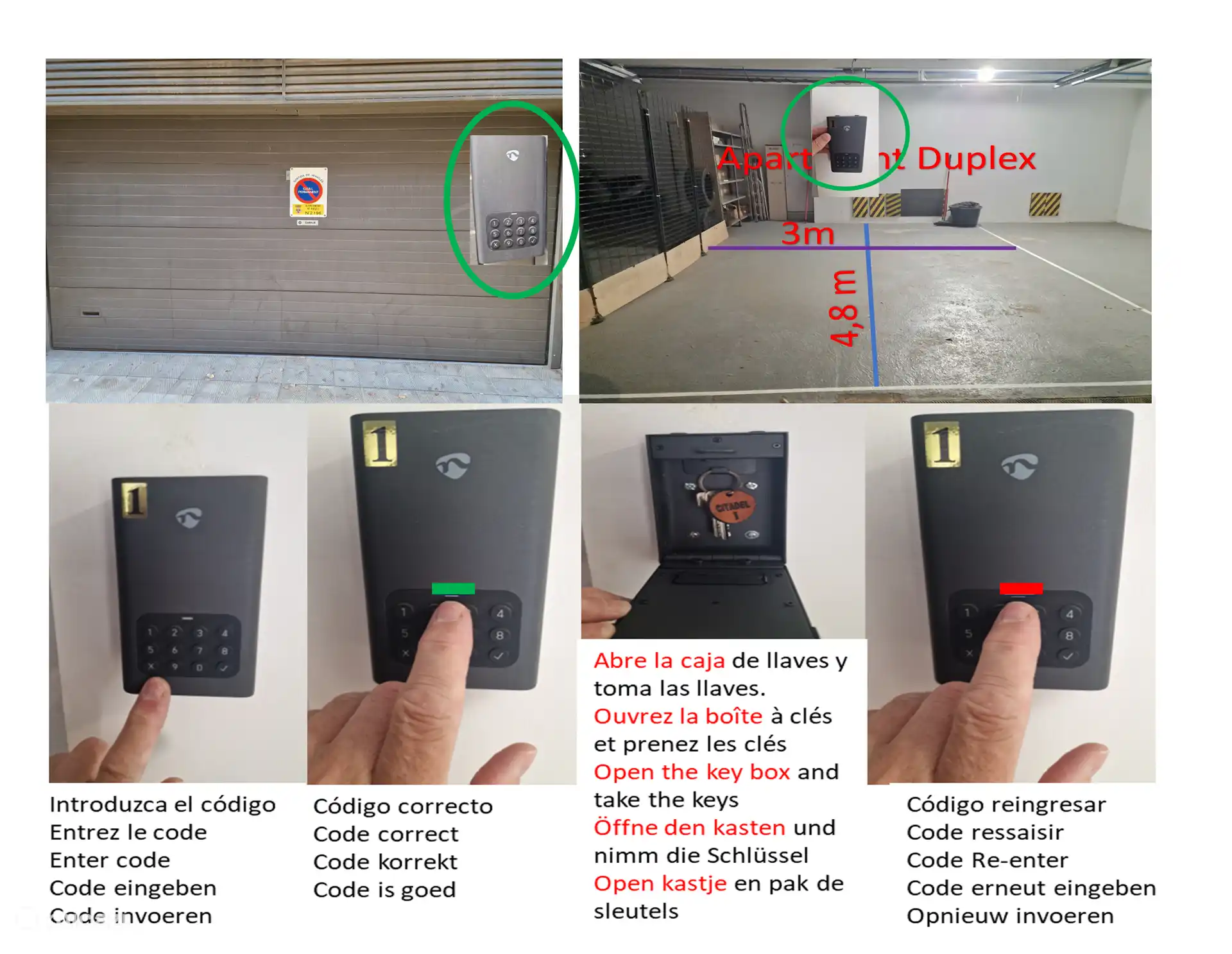 Standort und Betrieb der Schlüsselboxen
Sie erhalten die beiden Codes zum Öffnen der Schließfächer am Tag vor der Ankunft.  1 Schlüsselbox mit Code zum Öffnen der Garage und 1 Schlüsselbox, wo sich die Hausschlüssel befinden.