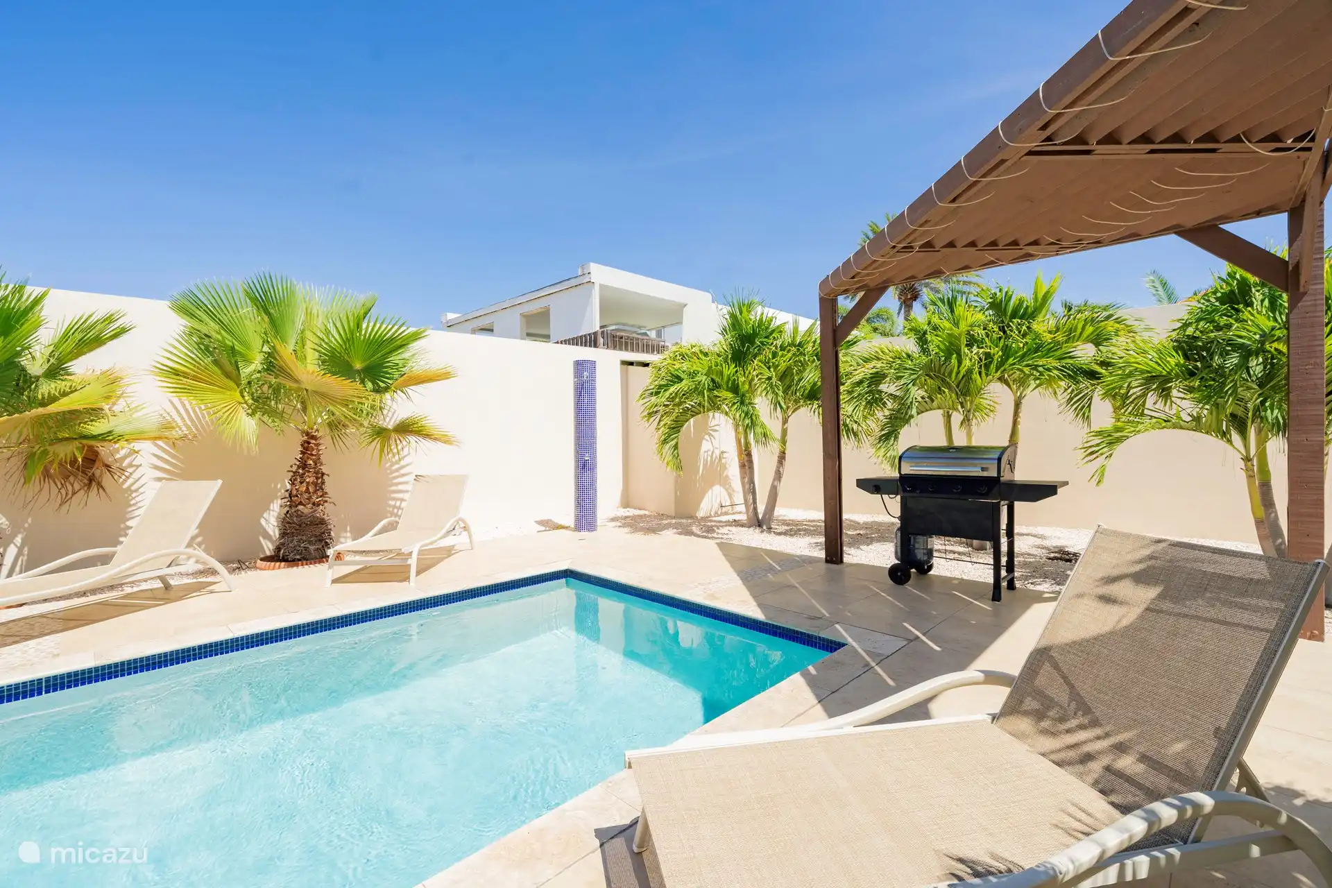 la barbacoa en el patio de la piscina