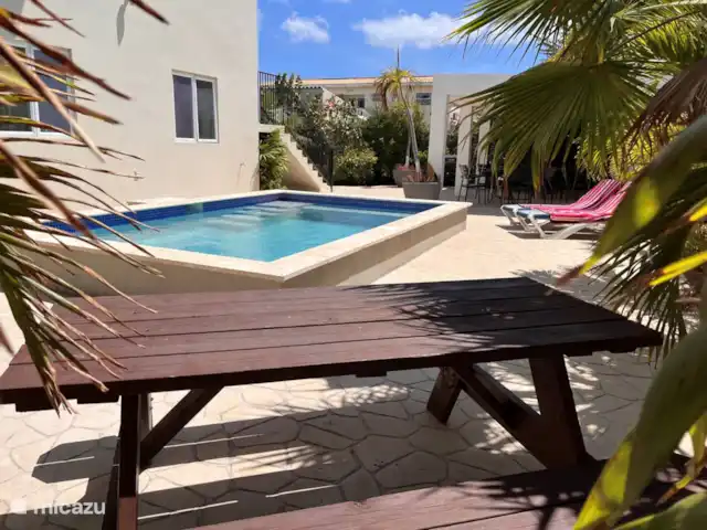 appartement huren in Curaçao, Curacao-Midden, Piscadera – Andira Apartments, Zwembad, Centraal Zwembad met picknick tafel