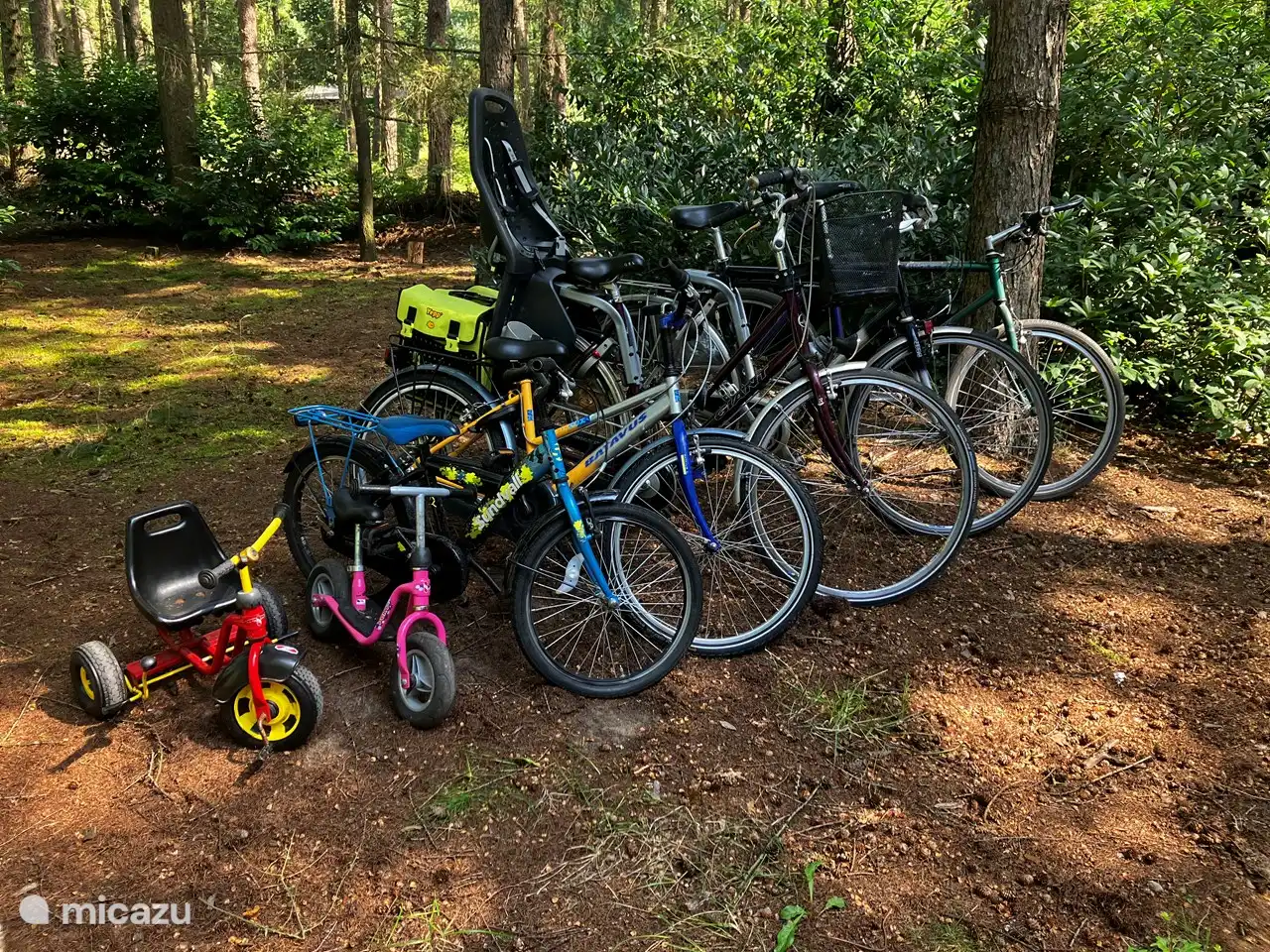 Die Fahrräder, die benutzt werden dürfen. Auch mit Kindersitz, einfacher Wechsel zwischen Damen- und Herrenfahrrad.