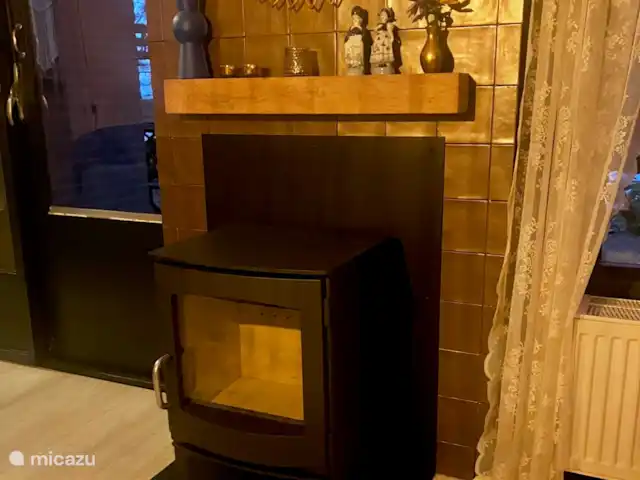 Location de Vacances Pays-Bas, Overijssel, Giethmen, bungalow - Bois de mélèze Joli poêle à bois, avec cheminée carrelée et confortable